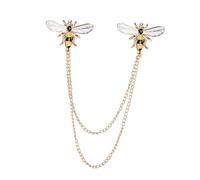 Healeved 1 Pièce broche de chemise col épingle à cravate broche abeille épinglette abeille collier clip chaîne épingle à nourrice broche de tenue de soirée Broche drôle Alliage de zinc Doré