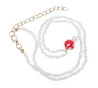 Healeved 1 Pièce Collier Champignon Nom Collier Tendance Pour Femme Perlé Pour Femme De Perles Colorées De Cou Plastique Blanche