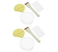 Healeved 1 Pinceau plat pour fond de teint liquide - Pinceau fin pour fond de teint liquide avec houppette et palette de mélange pour estomper le maquillage crème du visage