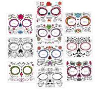 Healeved 10 Feuilles Visage Dhalloween Stickers Autocollants Faire La Fête Briller Masques Tatouage De Festival Tatouage Temporaire Halloween Tatouage De Fête Impression Par Transfert D'eau