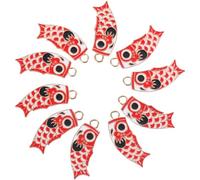 Healeved 10 Pendentifs Carpes Mignons en Alliage Rouge, 10 Pièces, Finition Délicate et Sûre Peau, Accessoires Suspendus pour Bijoux DIY et Carillons Éoliens