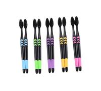 Healeved 10 Pièces brosse à dents au charbon de bambou brosse à manche antidérapant Brosse au charbon de bambou brosse à dents de soins personnels Couleur Aléatoire