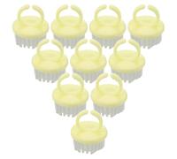 Healeved 10 Pièces Brosse à Ongles Jaune en Polystyrène Poils Pp Doux, Forme Anneau Ergonomique pour Manucure et Pédicure Facile à Manipuler