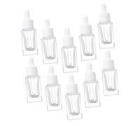 Healeved 10 pièces Lot de Flacons Pipette Verre Transparent Carré Étanche pour Huile Essentielle Parfum Essence Voyage