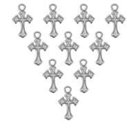 Healeved 10 Pièces Lot Pendentifs Croix Mini Acier Inoxydable Breloques Religieuses pour Bijoux DIY Charme Foi pour Colliers Boucles Oreilles et Porte-clés Hommes Femmes