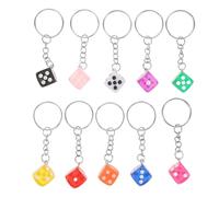 Healeved 10 pièces Porte-clés Dés Cristal Colorés Pendentif Décoratif Multi-usage pour Sac à Main Sac à Dos et Trousseau Clés Design Unique