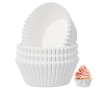 Healeved 100 Pièces Caissettes à Muffins en Papier Blanc Sécurisées et Anti-huile Forme Délicate, pour Boutique de Desserts ou Stand de Vente