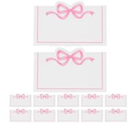 Healeved 100 Pièces Cartes de Nom de Table, Cartes de Placement pour Mariage, Papier Rose, Nœud Décoratif Festonné, Vierges à Écrire, Attribution de Siège, Lot pour Anniversaire