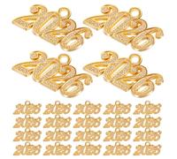 Healeved 100 Pièces Charms Métal pour Création de Bijoux Mini Pendentifs Numéro Alliage pour Bracelets Colliers Porte-clés DIY Année Nouvelle Ornement Craft