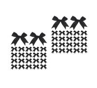 Healeved 100 Pièces Nœuds en Ruban Noir Faits Main en Polyester, Faciles à Attacher pour Emballage de Paquet à Bonbons et Paniers, Décorations Polyvalentes pour Halloween et Noël