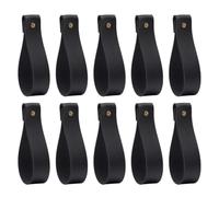 Healeved 10pièces Crochets Muraux Pu avec Sangles Suspendues Support Tringle à Rideau Patère Mural pour Salle de Bain Chambre Cuisine Style Bohème Noir