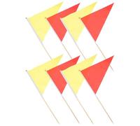 Healeved 10pièces Drapeaux de Signalisation pour Pelouse et Jardin Marqueurs Bois et Polyester Drapeaux Triangulaires Jaunes et Rouges Résistants pour Marquage de Limites et Zones à