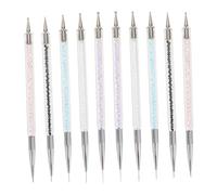Healeved 10pièces Lot de Pinceaux Double Embout pour Nail Art Stylo à Points et Applicateur de Strass Outil pour Traçage le Pointillage Finitions