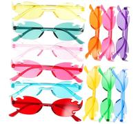 Healeved 12 Paires Lunettes de flamme colorées en forme de Lunettes de soleil Branché pour s'orienter feu Lunettes de festival lunettes cool lunettes de carnaval lunettes de fête Plastique