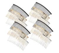 Healeved 12 Pièces Peignes Dents pour Chignon Accessoires Diy et Filles pour Mariages Fêtes et Usage Finitions Noir Mat et Or