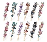 Healeved 12 Pièces Pinces à Cheveux Fleuries, Épingles à Cheveux Fleuries en Alliage, Design Vintage, Femmes, pour Soirée et Sorties Décontractées