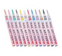 Healeved 12 Pièces Stylo Graffiti pour Nail Art Pigments Acryliques, Pointe Fine pour Dessiner Lignes et Motifs Complexes, Couleurs Variées, pour Manucure DIY et Amateurs de Nail Art