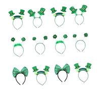 Healeved 12 pièces Têtes Décoratifs Verts à Quatre pour Fête Saint Patrick Accessoire Carnaval Costume et Adultes