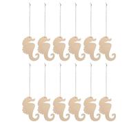 Healeved 12 Pièces Tranches de Bois Non Finies D’hippocampe Légères et Prêtes à Décorer pour Bricolage DIY et Décoration Mer Style Méditerranéen