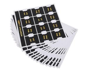 Healeved 15 Feuilles Autocollants D'index Mensuel Noirs en Papier Couché Auto-adhésif, Robustes et Polyvalents pour Agendas et Journaux de Travail