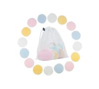 Healeved 16 pièces Lot de Disques Démaquillants Lavables en Fibre Végétale Double Couche Doux et Réutilisables pour Visage Nettoyage Maquillage et Soins avec Sac Filet de Lavage Bleu Rose