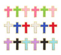 Healeved 18 Écussons Thermocollants Croix Brodés en Polyester Patchs Décoratifs Multicolores 9 Couleurs 18 Pièces pour Vêtements Paquet Chapeaux et Réparations DIY