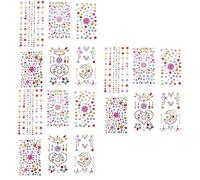 Healeved 18 Feuilles Autocollant Acrylique Bijoux De Sirène Pour Les Filles Point Étoile Strass Bijoux De Visage De Sirène Bijoux De Visage D'halloween Strass D'art D'ongle Joyaux Du Corps
