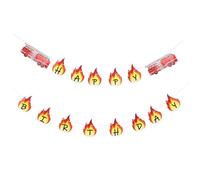 Healeved 1ensemble Bannière Suspendue Camion de Pompiers Rouge Décor Anniversaire Bannière Happy Birthday Fanion pour Fête Garçon Fille