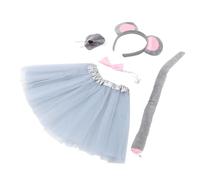 Healeved 1Ensemble Déguisement de Souris pour Bandeau Oreilles de Souris Nez Nœud et Jupe Tutu Grise Accessoires Festifs pour Halloween et Fêtes
