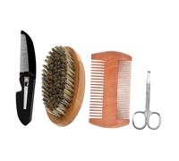 Healeved 1ensemble Kit De Soin Pour Barbe Pour Hommes Comprenant Un Peigne Bois Des Ciseaux Une Brosse Poils De Sanglier Pinceau De Rasage Pour Toilettage Et Entretien Barbe