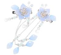Healeved 1paire Pince à Cheveux Vintage Avec Fleurs Et Pompons Accessoires Hanfu Et Filles Parfaits Pour Événements Spéciaux