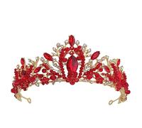 Healeved 1pièce Cristal Doré Avec Diamants Rouges Pour Mariage Couronne Élégante Pour Mariée Et Occasions Spéciales