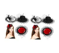 Healeved 2 Ensembles Accessoires De Cheveux De Chapeau Dame Chapeau De Banquet Fantaisie Pseudo Coiffure Femme Fascinateurs Pour Les Femmes Tea Party La Plume 3 Pièces * 2