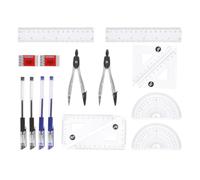 Healeved 2 Ensembles Kit Géométrie de Dessin, Ensemble Complet | Règle Droite 15cm, Outils de Tracé Multi-usages, Paquet de Rangement, pour Bureau, École et Croquis