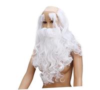 Healeved 2 ensembles Santa Claus Cosplay Set Perruque Blanche Longue Barbe Sourcils Costume Déguisement pour Adultes Fête Halloween