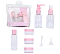 Healeved 2 ensembles Set de Trousses de Toilette Voyage Roses Flacons Pompe et Spray Transparents Anti-fuite Rechargeables pour Shampooing Lotion et Crème Portable et Léger