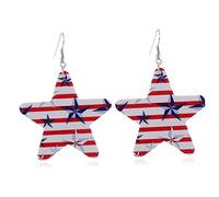 Healeved 2 paires Boucles Oreilles Étoile Pendantes Independence Day Cuir PU Décor Patriotique pour Femmes et Accessoires Originaux pour Fête Nationale Américaine