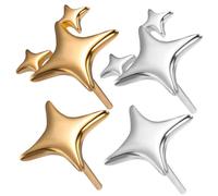 Healeved 2 Paires De Boucles D'Oreilles Quatre Étoiles Pour Filles Clous D'Oreilles Étoiles Pour Femmes Boucles D'Oreilles Asymétriques Pour Adolescentes Bijoux De Boucles