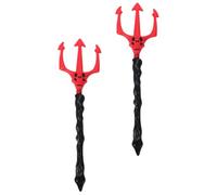 Healeved 2 Pièces Accessoire de Costume Halloween Trident Rouge en Plastique Léger, sans Bavure, Facile à Transporter pour Performance Scénique et Photographie
