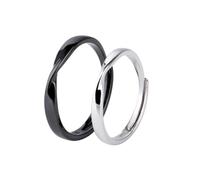 Healeved 2 Pièces Anneaux Ajustables Pur pour Couples Design Ouvert pour Hommes Engagement et Anniversaire Masculin Noir Or Féminin