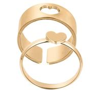 Healeved 2 Pièces Bague D'amoureux Cœur en Cuivre, Style Chic pour Couple