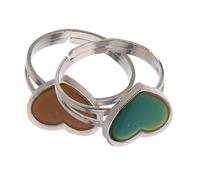 Healeved 2 pièces Bague Réglable Femme Cœur Ouverte Anneau Changeant de Couleur Selon Température Émotion pour Adolescentes et Femmes