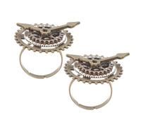 Healeved 2 pièces Bague Rétro Anneaux Forme Engrenage Style Punk Créatif pour Homme et Femme Durable et