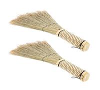 Healeved 2 Pièces Balai Manuel Paille Tressée Naturelle Balayette Portable Douce pour Poussière Nettoyage Intérieur Bureau et Table Compact et Léger pour Usage Domestique