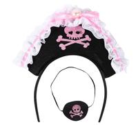 Healeved 2 Pièces Bandeau de Pirate pour Garçon et Filles et Adolescents Cache-œil Accessoire de Jeu de Rôle en Feutre Noir pour Événements Scolaires et Déguisements
