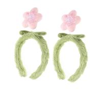 Healeved 2 Pièces Bandeau Fantaisie Floral Fleur Accessoire Mesdames Spa Lavage Dentelle Duveteux Bande De Cheveux Se Maquiller Mignon Bandes De Cheveux Pour Femmes Peluche