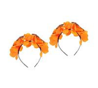Healeved 2 Pièces Bandeau Halloween à Fleurs et Squelette Accessoire Cosplay avec Rosaces Orange et Claws Fantômes pour Fêtes à Thème