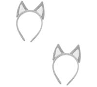 Healeved 2 Pièces Bandeau Oreilles de Chien pour Déguisement Costume Thématique Animaux pour Fête Anniversaire et Cosplay Accessoire Pratique et Confortable Gris