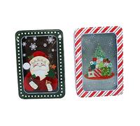 Healeved 2 Pièces Boîte Métallique de Noël pour et Biscuits Boîte de Rangement Rectangulaire avec Fenêtre Transparente Coffret Décoratif pour et