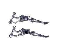 Healeved 2 pièces Boucles Oreilles Pendantes Crâne Acier Inoxydable pour Hommes Décoration Squelette Originale et Durable Accessoire pour Festivals et